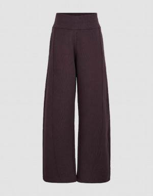 Purple Urban Revivo Knitted Wide-Leg Women's Pants | 82095XHCP