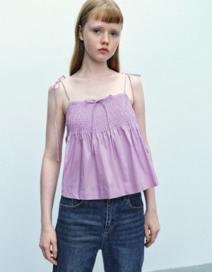 Purple Urban Revivo Off-Shoulder Cami Top Women's Blouse | 04936KQZG