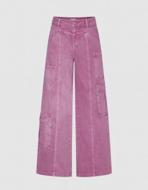 Purple Urban Revivo Straight With Pockets Women's Jeans | 32108XFBK