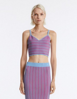 Purple Urban Revivo Striped Knit Women's Camisole | 54603KEOV