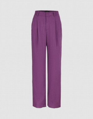 Purple Urban Revivo Woven Wide-Leg Women's Pants | 14598CBGF