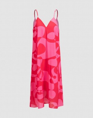 Red Urban Revivo Abstract Print Cami Women's Dress | 37125LMRC