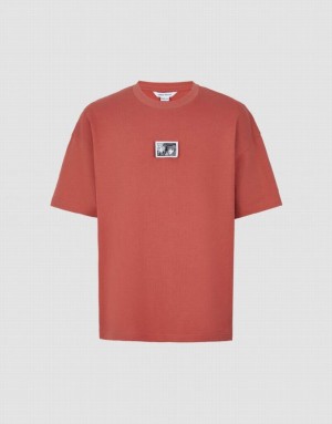 Red Urban Revivo Crew Neck Loose Men's T-Shirts | 24678KZTN