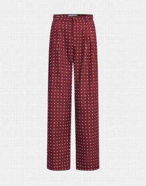 Red Urban Revivo Polka Dot Wide Leg Women's Pants | 74516GFXW