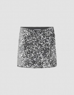 Silver Urban Revivo Sequins Mini Skinny Women's Skirts | 45031NAHZ