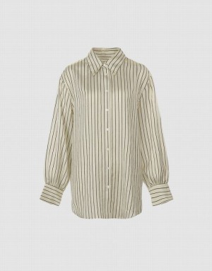 Stripes Urban Revivo Button Up Women's Shirts | 89152XTOP