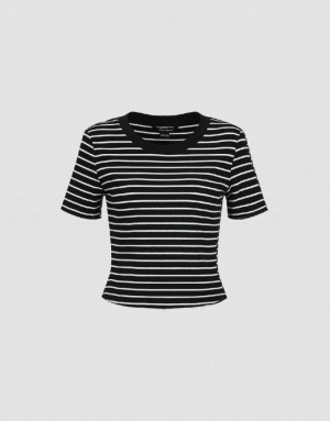 Stripes Urban Revivo Crew Neck Skinny Women's T-Shirts | 79314FXYC