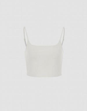 White Urban Revivo Basic U Neck Women's Camisole | 43902NCGM