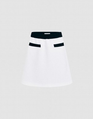 White Urban Revivo Contrast Trim Mini Women's Skirts | 37692KEMS