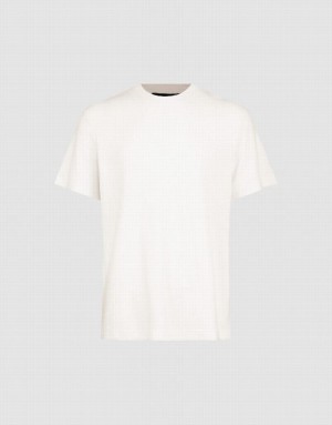 White Urban Revivo Crew Neck Straight Men's T-Shirts | 39456ZIGO