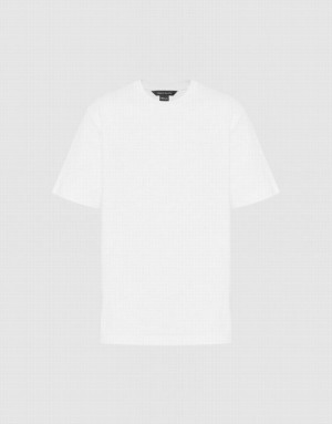 White Urban Revivo Crew Neck Straight Men's T-Shirts | 43210YJGL