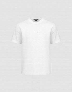 White Urban Revivo Crew Neck Straight Men's T-Shirts | 10796QLUT