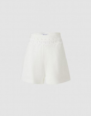 White Urban Revivo Cut Out High Waist Women's Shorts | 52798GAIJ