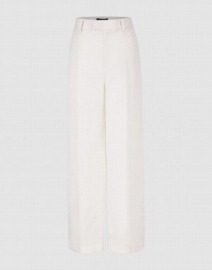 White Urban Revivo Linen Wide-Leg Women's Pants | 26584DFLI