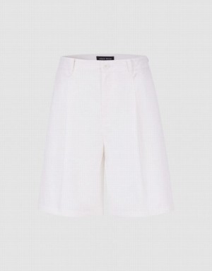 White Urban Revivo Linen Women's Shorts | 49360NLTH