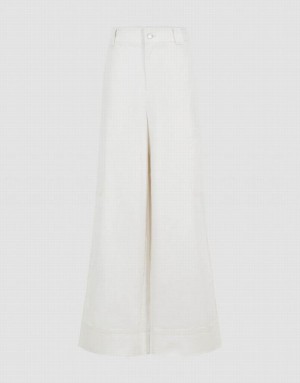 White Urban Revivo Loose Straight Women's Pants | 08456VZBI