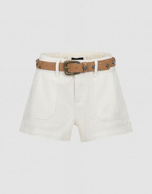 White Urban Revivo Loose Women's Denim Shorts | 07834FYBC