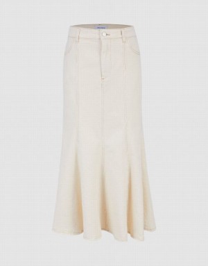 White Urban Revivo Midi Fishtail Women's Denim Skirt | 59731CRSI