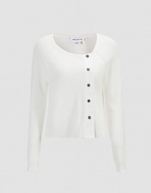 White Urban Revivo Plain Button Up Women's Cardigan | 23674POZT