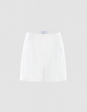 White Urban Revivo Plain Eyelet Women's Shorts | 15490UCYP