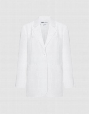 White Urban Revivo Plain Single Breasted Women's Blazers | 16035GXLW