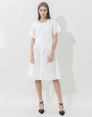 White Urban Revivo Raglan Sleeve Women's Knitted Dress | 30746XAOK