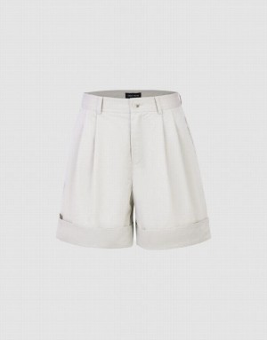 White Urban Revivo Roll Up Hem Regular Women's Shorts | 42605GSAC