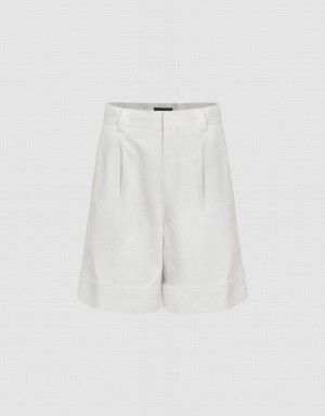 White Urban Revivo Roll Up Hem Women's Shorts | 69812YJBH