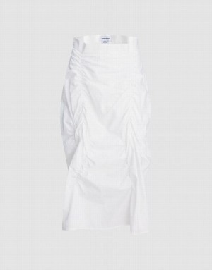 White Urban Revivo Ruched Women's Skirts | 68703POVZ