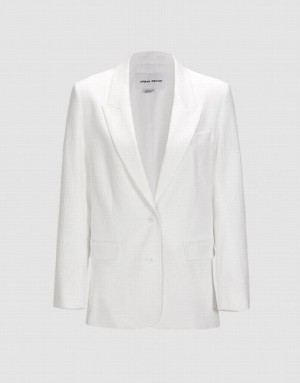 White Urban Revivo Single Breasted Women's Blazers | 57164QYZF