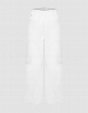 White Urban Revivo Straight Women's Pants | 83971QVFS