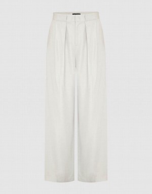 White Urban Revivo Tailored Straight Women's Pants | 69784XVQD