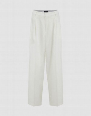 White Urban Revivo Tailored Wide-Leg Women's Pants | 24517HWBP