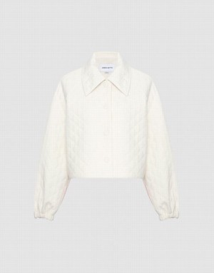 White Urban Revivo Textured Button Up Women's Jacket | 41068JOXP