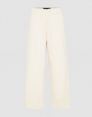 White Urban Revivo Textured Wide-Leg Women's Pants | 32198EJBL