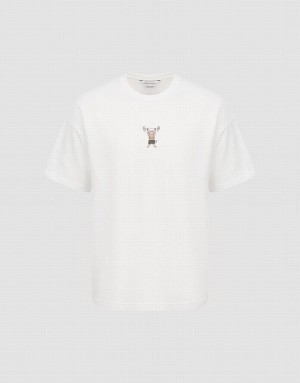 White Urban Revivo Vogue Men's T-Shirts | 26309FMZD