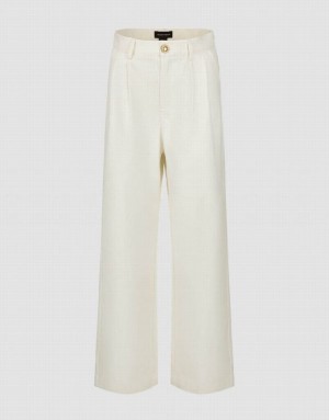 White Urban Revivo Wide-Leg Women's Jeans | 03749QVCZ