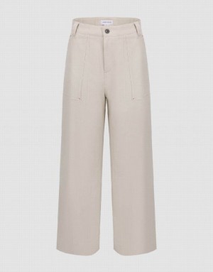 White Urban Revivo Wide-Leg Women's Pants | 19760QLGR