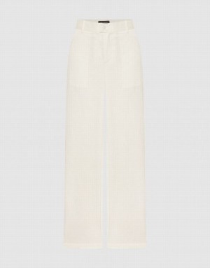 White Urban Revivo Wide-Leg Women's Pants | 51069SQXW