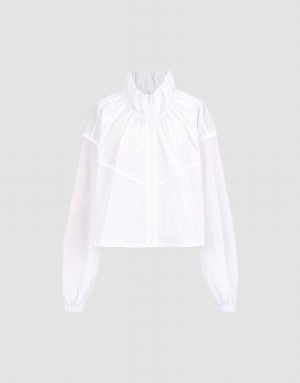 White Urban Revivo Zip Up Cropped Women's Jacket | 97483MKVU