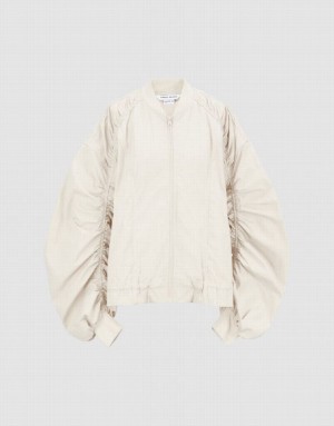 White Urban Revivo Zipper Front Oversized Women's Jacket | 30264FZRH