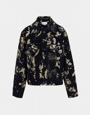 Yellow Urban Revivo Abstract Print Button Up Women's Jacket | 83159EORV