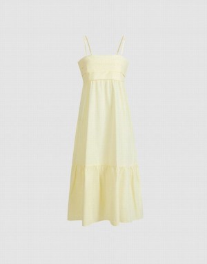 Yellow Urban Revivo Cami Ruffle Hem Midi Women's Midi Dress | 31587ZIYN