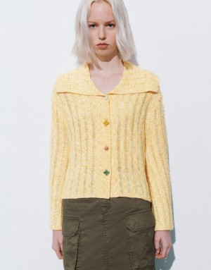 Yellow Urban Revivo Colorful Buttons Straight Knitted Women's Cardigan | 16904XZPH