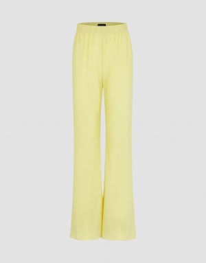 Yellow Urban Revivo Elastic Waist Knitted Flare Women's Pants | 14895EZHS