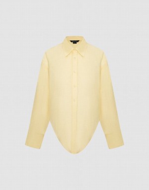 Yellow Urban Revivo Knot Hem Women's Shirts | 91045WMNE