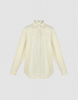 Yellow Urban Revivo Loose Long Sleeve Women's Shirts | 40581KJOQ