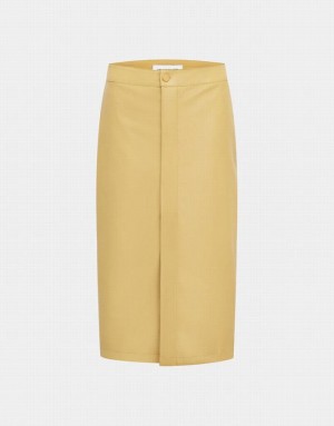 Yellow Urban Revivo Midi Straight Women's Skirts | 93062VBTQ