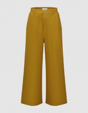 Yellow Urban Revivo Straight Women's Pants | 58316QNES