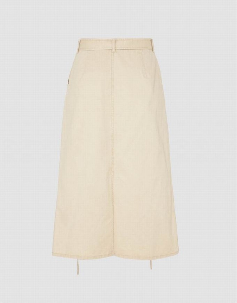 Beige Urban Revivo Ruched A-Line Women's Skirts | 43017NQIC